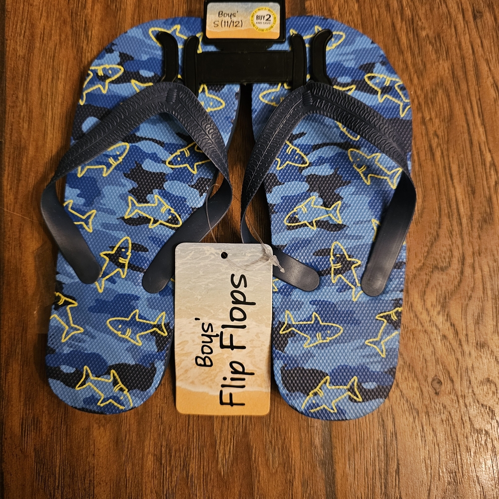Boys' Blue Shark Flip Flops